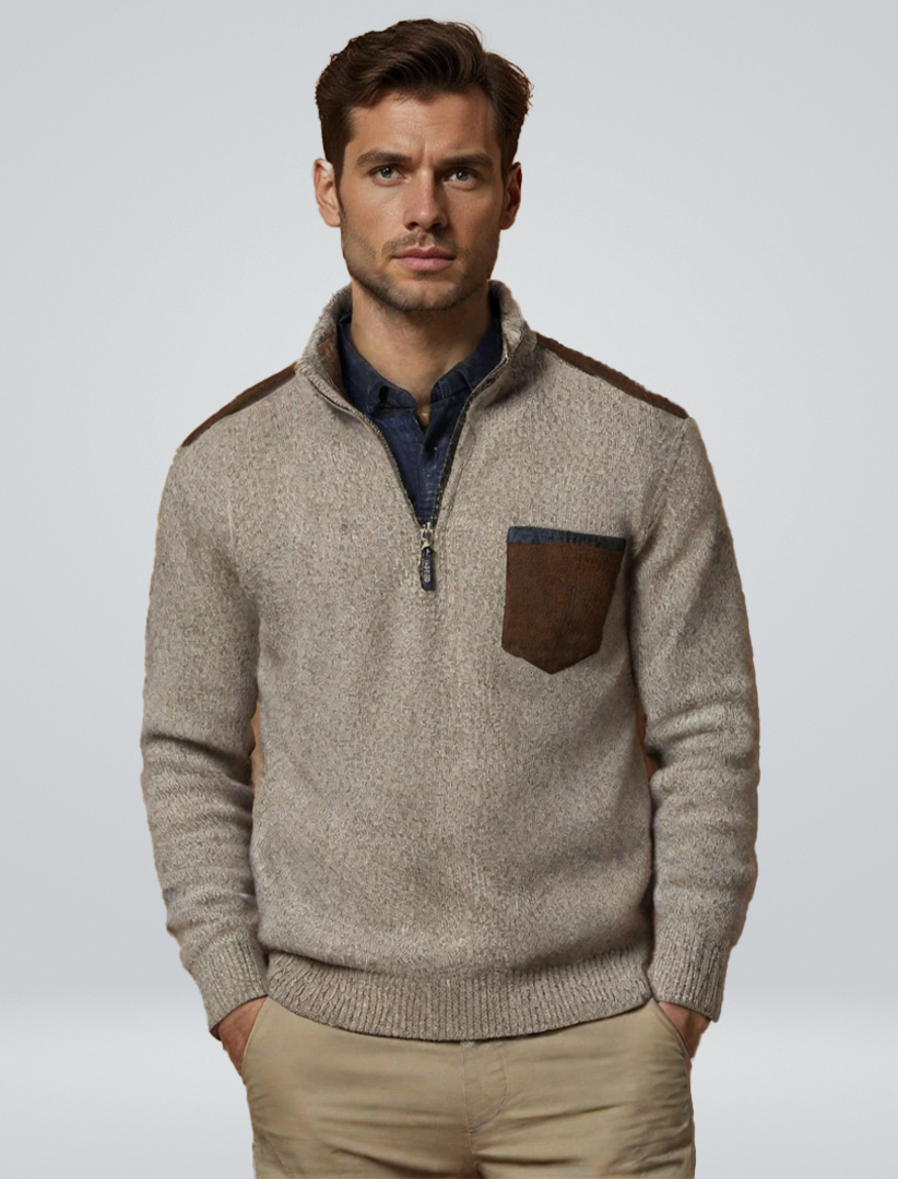 Pantaleo | Knitted Sweater with Half Zip