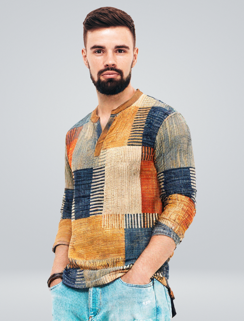 Giacomo | Elegant Long Sleeve Patchwork Shirt