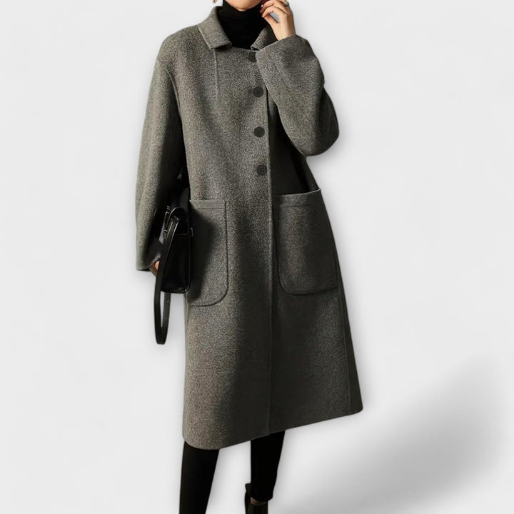 Elegant Thermal Double-Breasted Long Coat