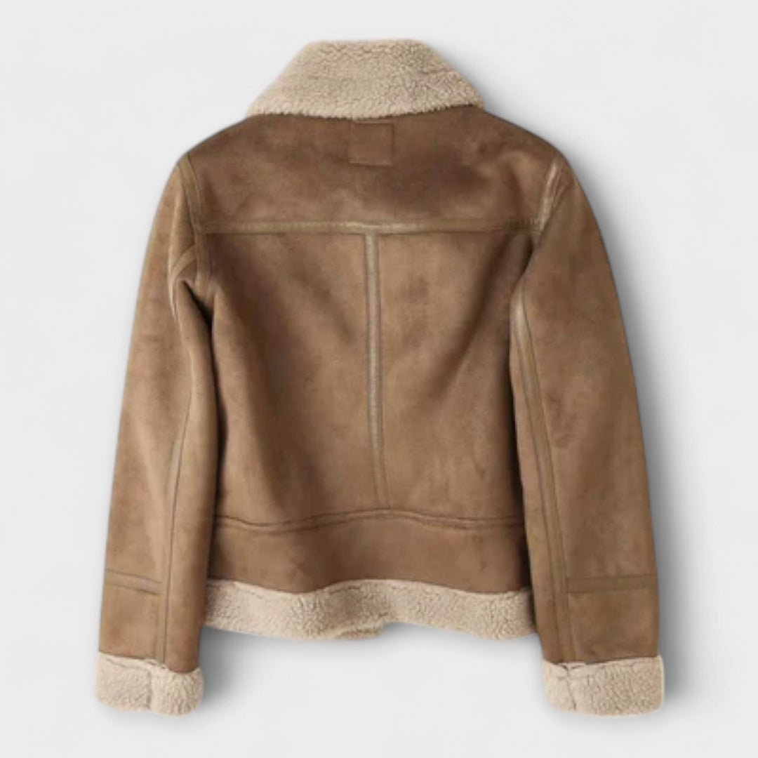 Suede Aviator Aurora Shearling Jacket