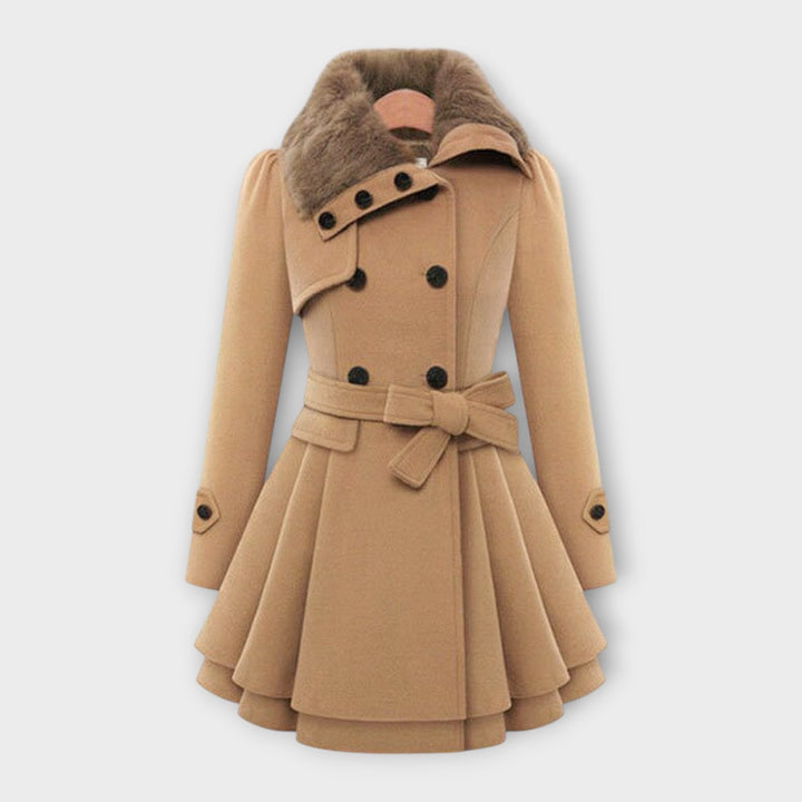 Emma - Elegant coat with faux fur collar