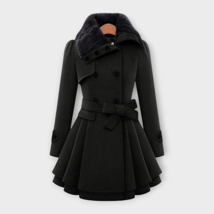 Emma - Elegant coat with faux fur collar