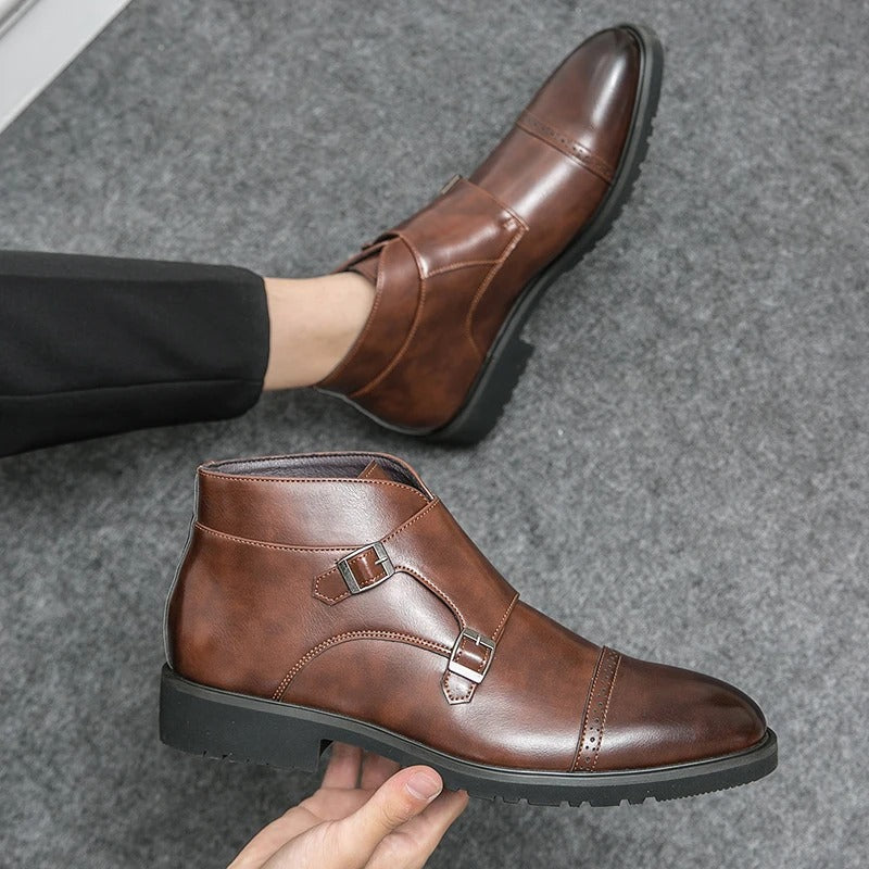 Darell™ | Leather Boots with Double Monk Straps