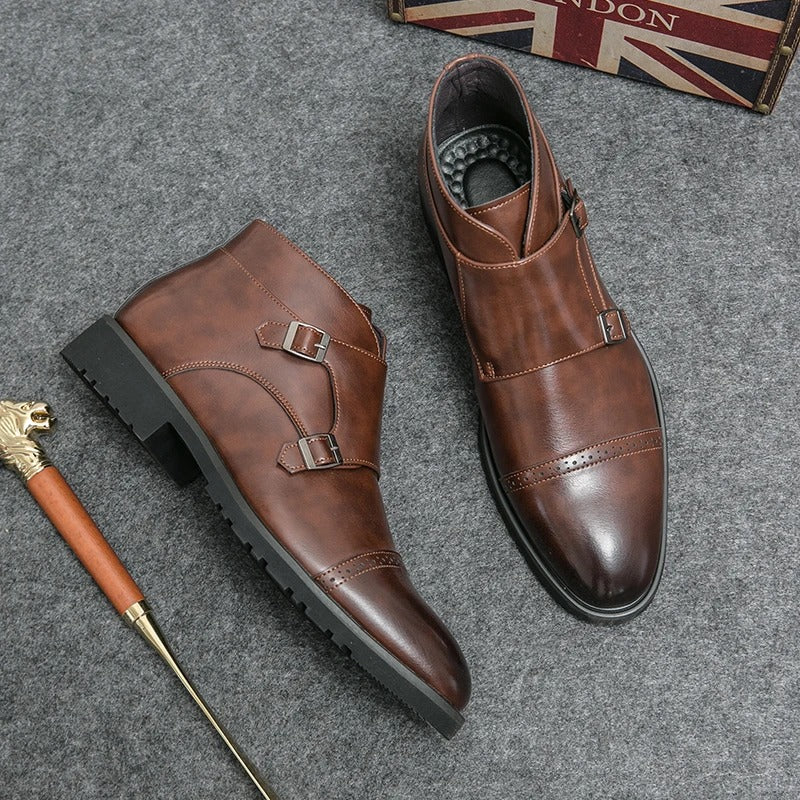 Darell™ | Leather Boots with Double Monk Straps